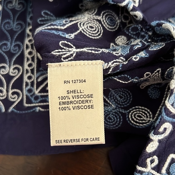 John Mark Woven Embroidered Tie Dye Print Wire Collar 3/4 Sleeve Button Tunic - Picture 12 of 16